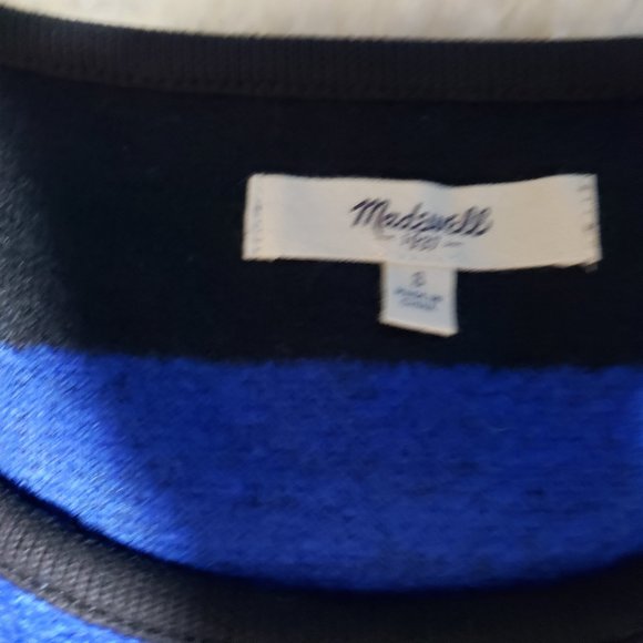 Madewell wool blend short sleeve  color block blue and black - Picture 5 of 11